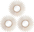 3 Pack Metal Mirrors for Wall Sunburst Wall Mirrors Home Décor Decorative by Uaussi
