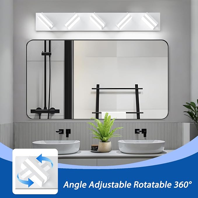 IZORRO LED Modern Bathroom Lights Fixtures, Matte White Acrylic Wall Lighting - Image 2