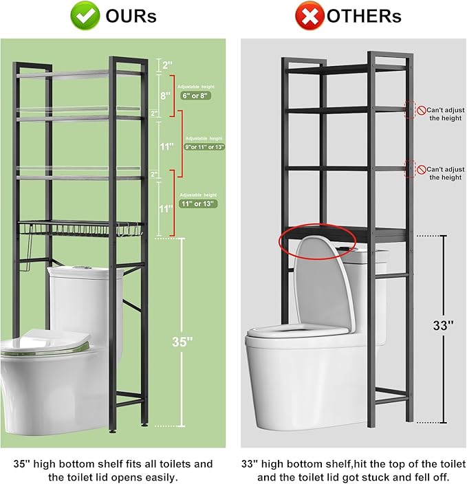Kalrin Over-The-Toilet Storage Rack, 4-Tier Bathroom Organizer Shelf Over Toilet - Image 2