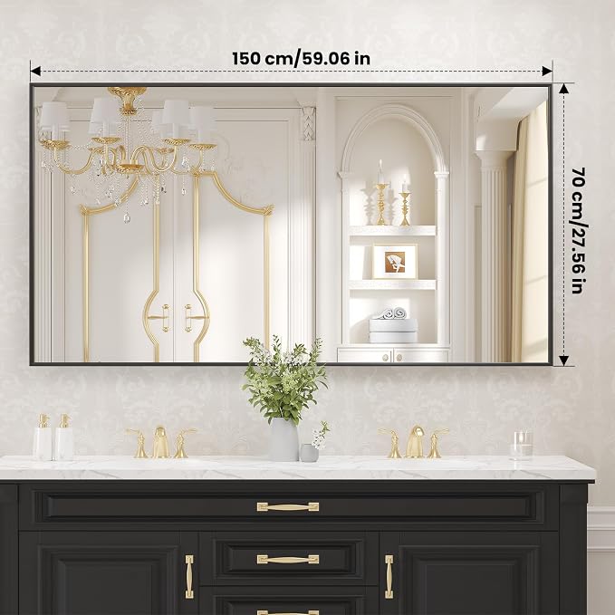 LOAAO Black Bathroom Mirror 60"X28" - Image 9