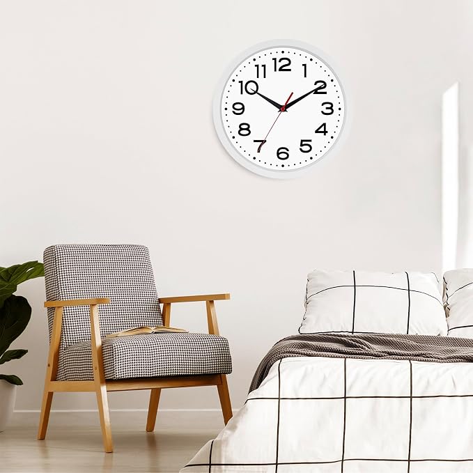 Wall Clock Silent Non-Ticking Modern Clock Battery Operated 8 Inch Small - Image 6