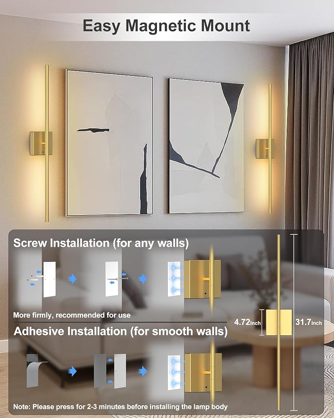 iThird 1 Pack Battery Operated Wall Sconce Light, 360° Rotatable, 4CCT Dimmable - Image 9
