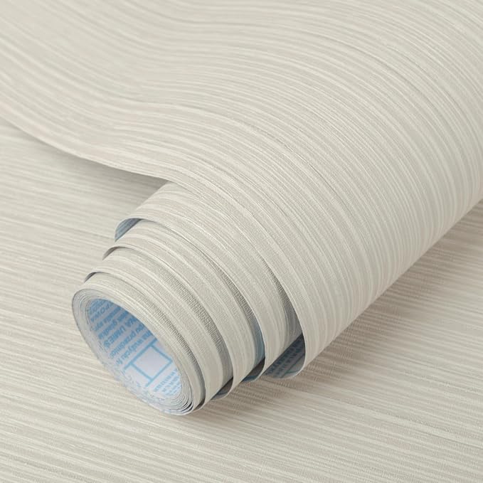 TANONE Beige Grasscloth Peel and Stick Textured Wallpaper 17.7'' x 118'' by TANONE