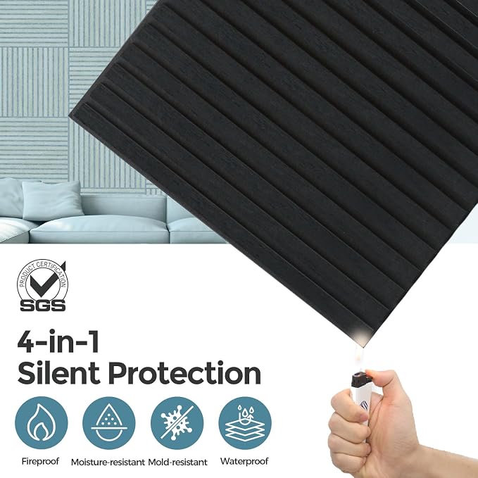 AKUMAX 4 Pack Wood Panels-3D Slat Wall Panelling - Image 4