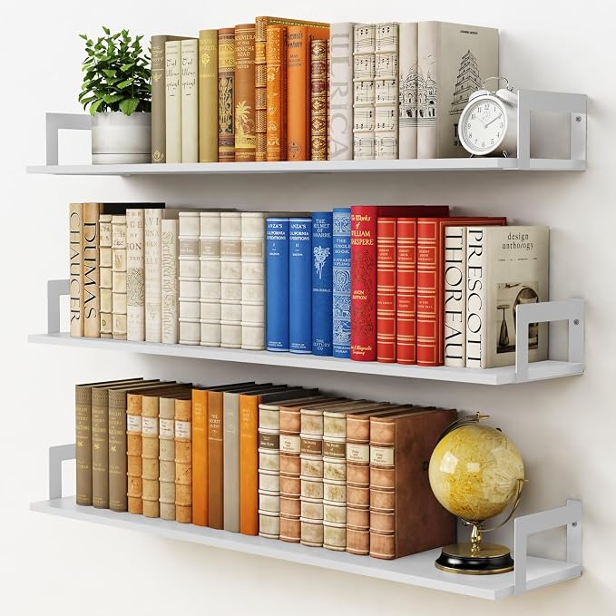 Harwaya White Floating Book Shelves by Harwaya