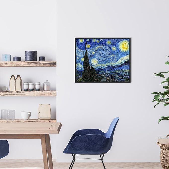Van Gogh Canvas Wall Art: Starry Night Painting Famous Art Prints Posters Black - Image 4