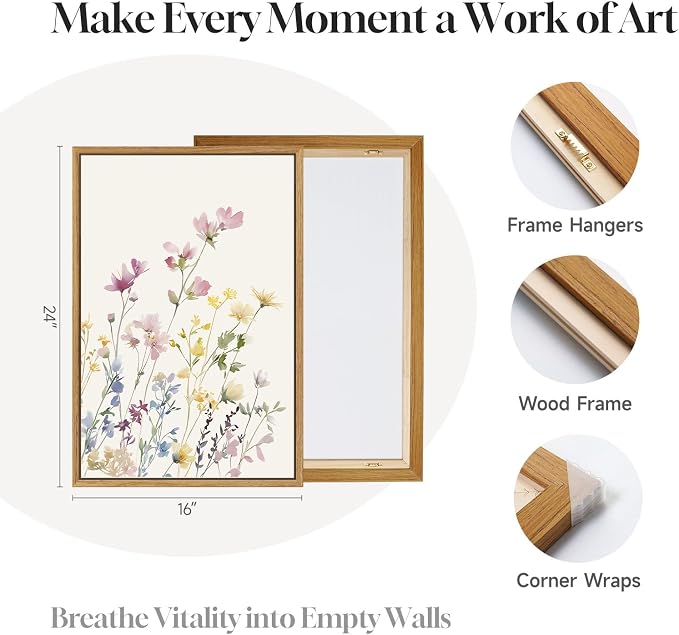 3 Piece Framed Watercolor Floral Canvas Wall Art - Image 6