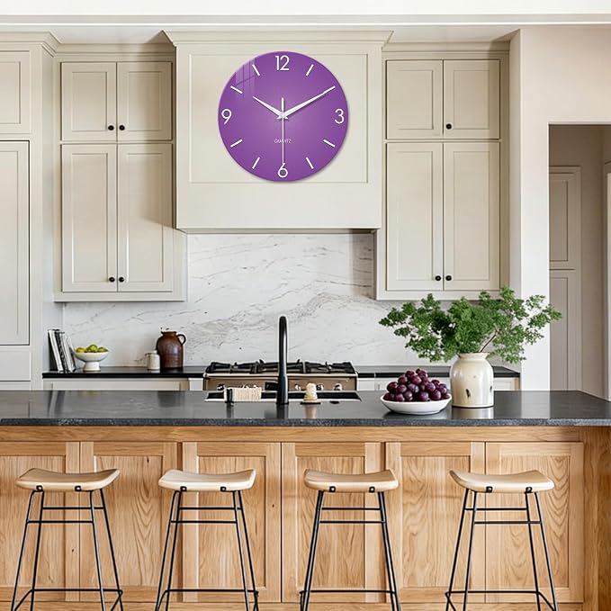 XFM Purple Wall Clock for Women Girls Bedroom 20 Inch Modern Simple Wall Clocks - Image 4