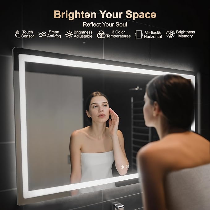 Delma LED Bathroom Mirror with Lights, 30x55 Vanity Mirror - Image 2