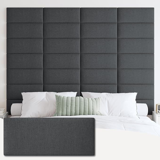 IFNOW Upholstered Wall Mounted Headboard, 3D Soundproof Wall Panels Peel and by IFNOW