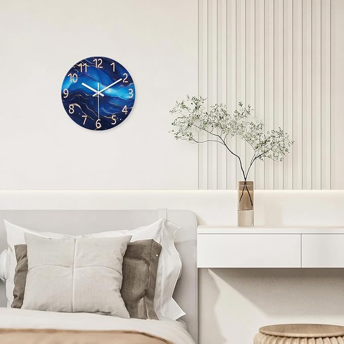 Glass Wall Clocks Battery Operated 14 Inch Modern Abstract Wall Clock - Image 2