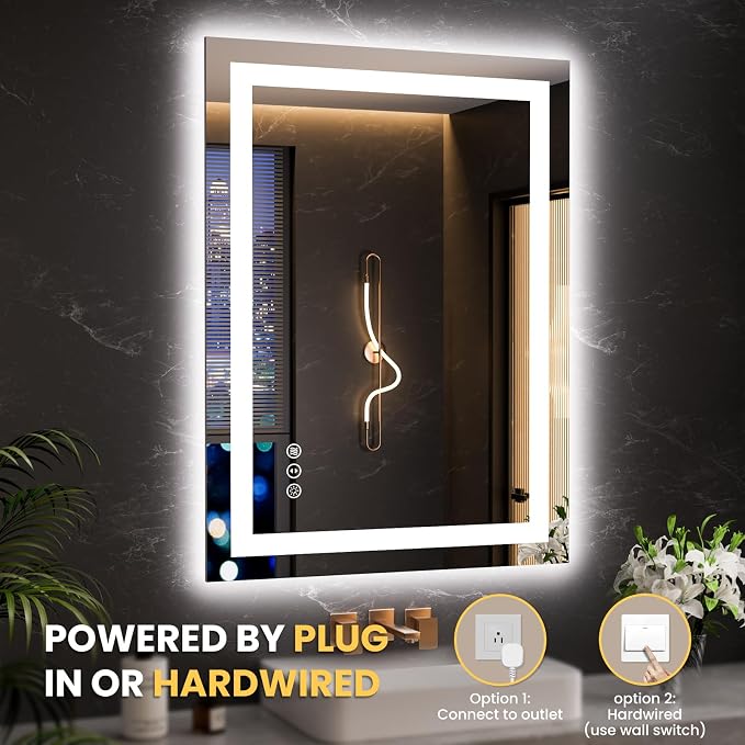LOAAO 23.6"x31.5" LED Mirror for Bathroom, Lighted Bathroom Mirror - Image 7