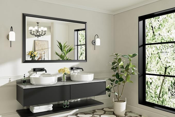 Briivue 55x36 Inch Black Bathroom Mirror - Image 9