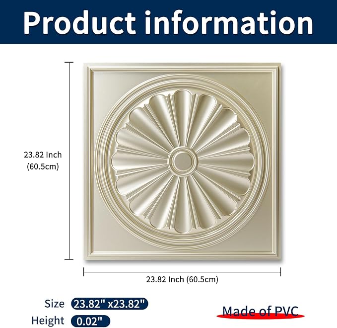 Art3dwallpanels Ceiling Tiles 12 Pack Drop Ceiling Tiles, 24 x 24 Inch High - Image 4
