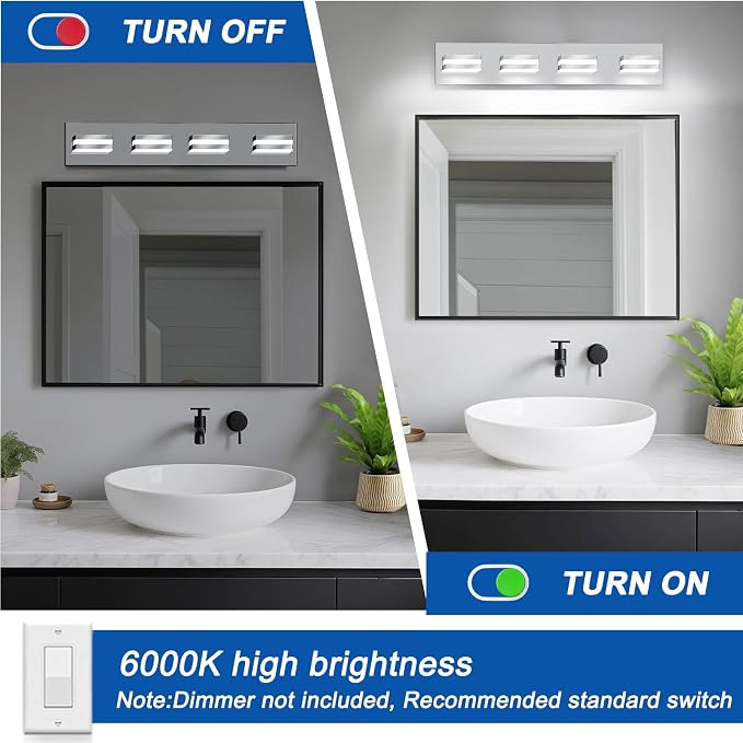 IZORRO LED Modern Bathroom Lights Fixtures, Chrome Acrylic Wall Lighting - Image 4