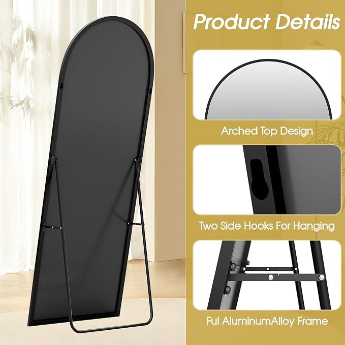 59"x16" Floor Mirror Full Length, Arched Full Length Mirror - Image 3