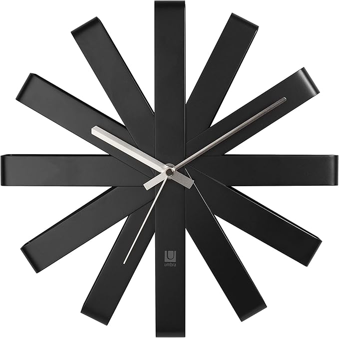 Umbra Ribbon Modern 12" Wall Clock, Silent Non Ticking Battery Operated Quartz by Umbra