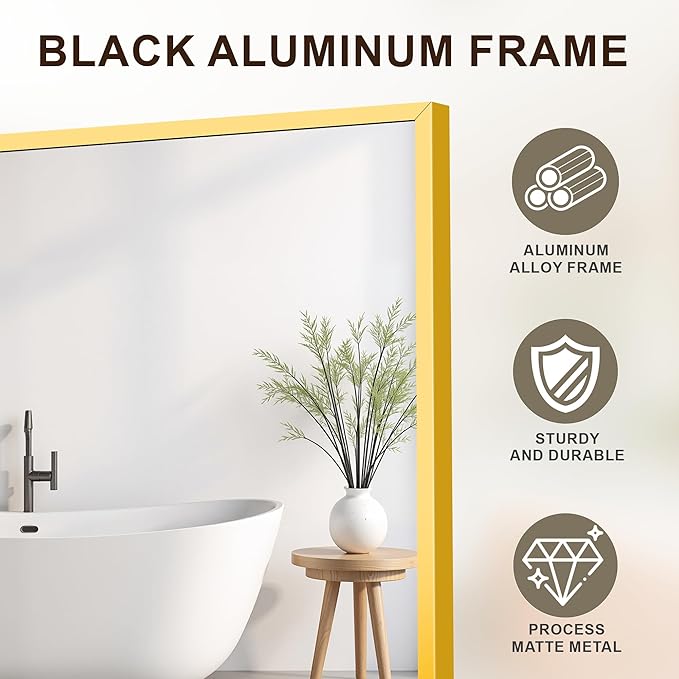 FICTOR Bathroom Vanity Mirror-Gold, 36x24 Inch, Shatterproof & Anti-Rust - Image 5
