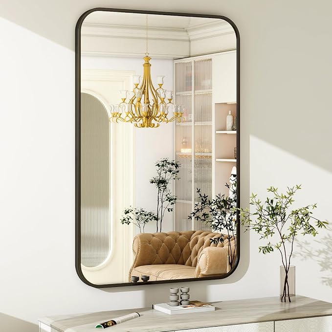 Easly 26 x 38 Inch Bathroom Mirror, Rounded Rectangular Vanity Mirror - Image 6