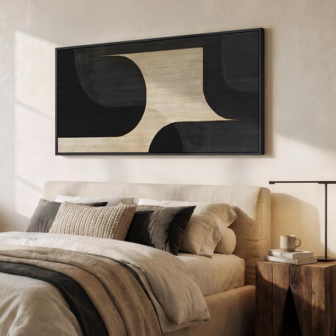 Large Framed Neutral Abstract Wall Art, Modern Minimalist Geometric Pictures - Image 2