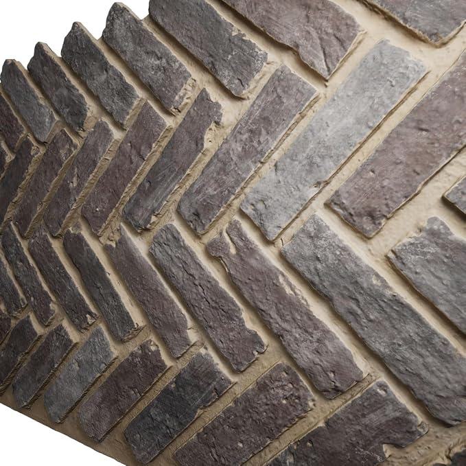 EverStone Herringbone Faux Brick Panel, 46 1/2"W x 25 1/4"H x 1"D, Limewashed - Image 7