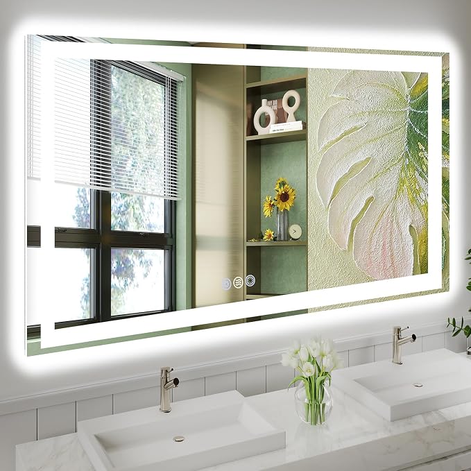 55x36 LED Bathroom Mirror with Lights, Super Bright Front & Backlit Vanity by GreatMirrorTalksItself