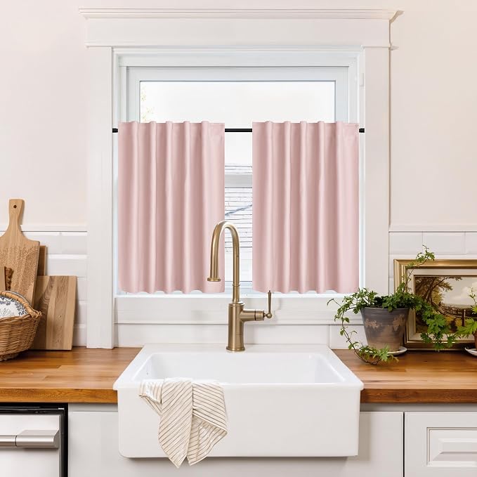 RYB HOME 100% Blackout Basement Curtains 30 inches Long, Heat & UV Blocking by RYBHOME