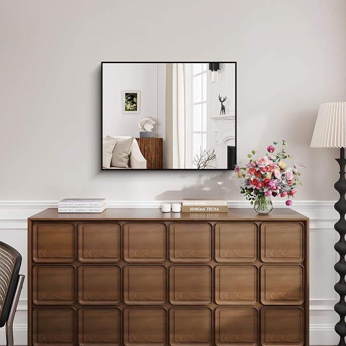 KOCUUY Black Mirror, 24x30 Inch Rectangle Bathroom Mirror - Image 6
