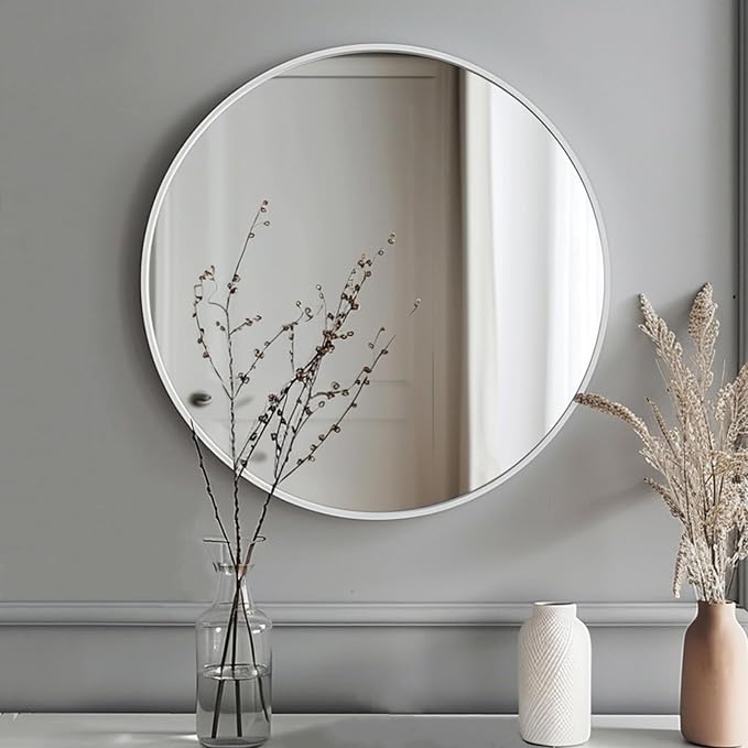 Sunniry White Circle Mirror, Round Mirror 20 inch, Circle Mirrors - Image 4