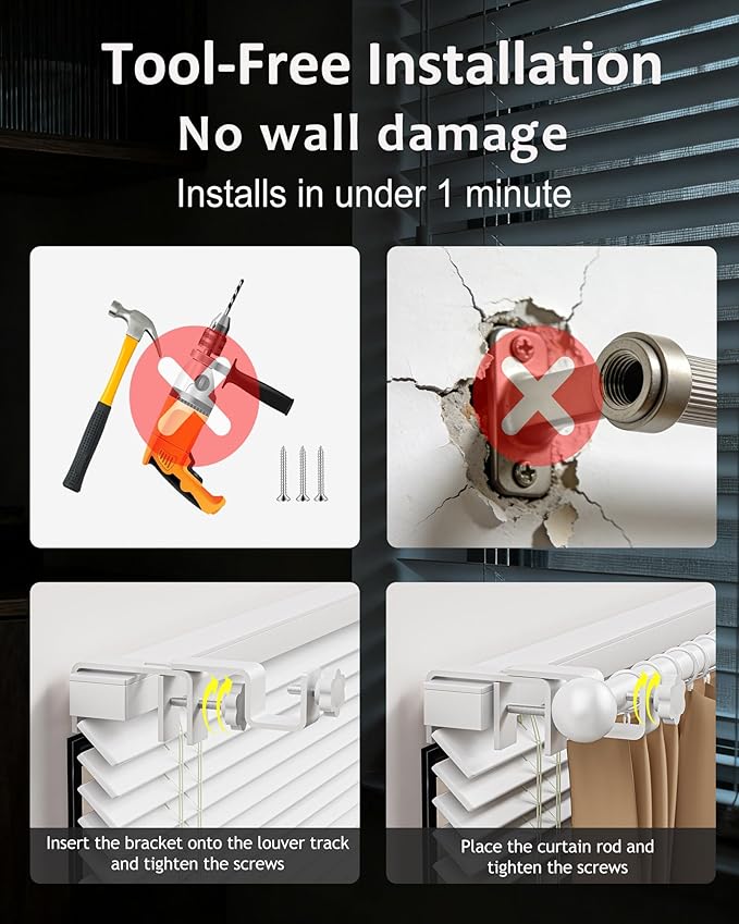 Mimiio No Drill Curtain Rod Brackets - Image 3