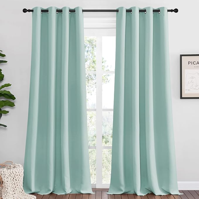 NICETOWN Aqua Blue Blackout Curtains 102" Long by NICETOWN