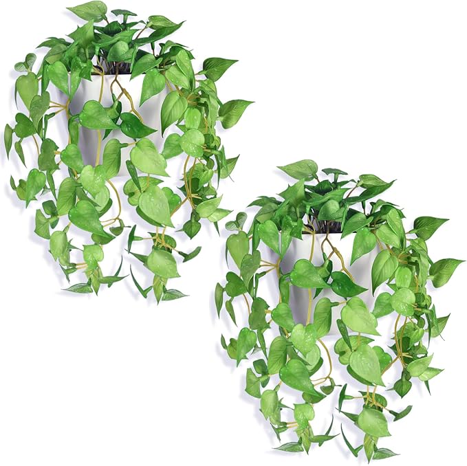 Artificial Hanging Potted Plants Set of 2, Fake Eucalyptus Vine Plant by Unknown