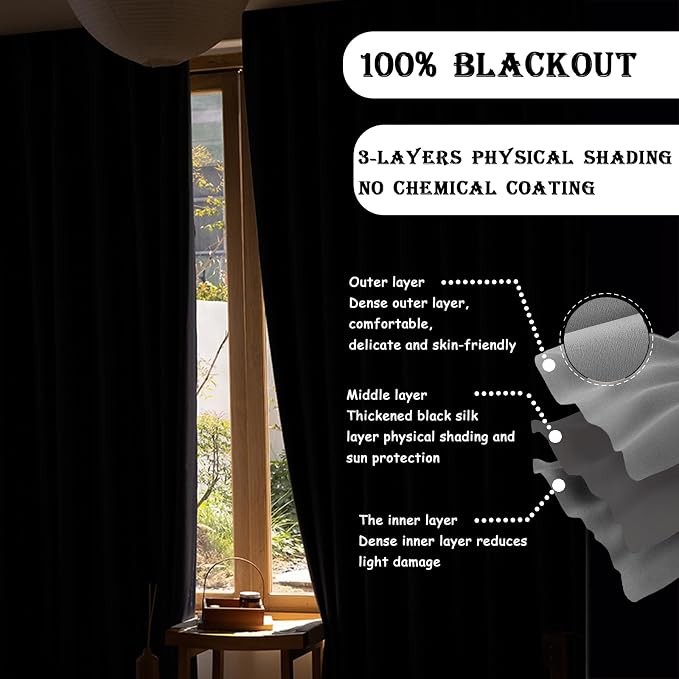 Room Divider Curtains for Ceiling Track Rod, 100% Blackout Ceiling Track - Image 2