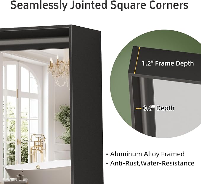 36”x 30” Black Bathroom Mirrors - Image 3