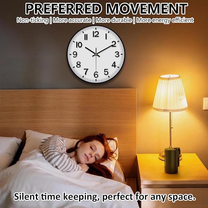 Modern Wall Clock, 10 Inch Digital Wall Clocks Battery Operated, Round Non - Image 5