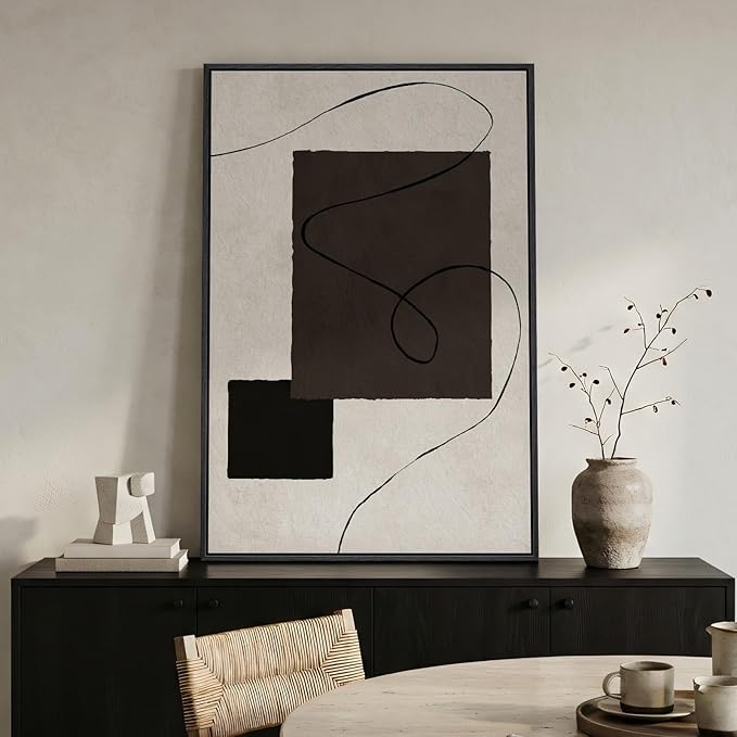 Framed Modern Black and White Neutral Abstract Wall Art, Contemporary by Cuspin