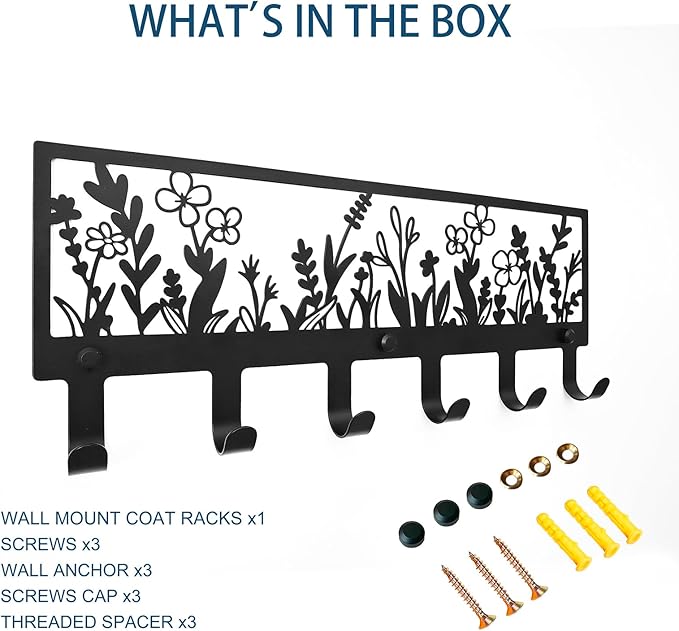 Floral Wall Mounted Coat Rack - Image 5