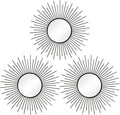 3 Pack Metal Mirrors for Wall Sunburst Wall Mirrors Home Décor Decorative by Uaussi