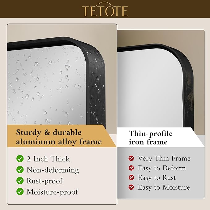 TETOTE Black Framed Mirrors for Bathroom, 2 Inch Thick Frame 22 x 30 Inch - Image 2