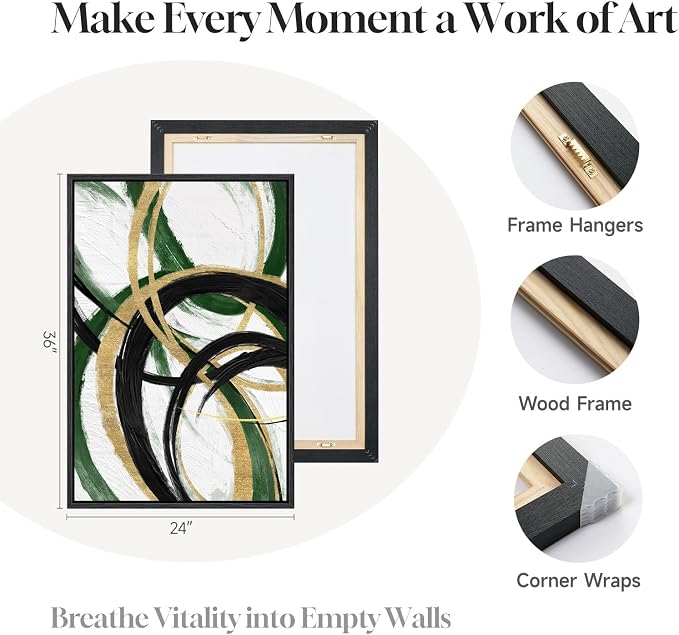 Framed Green Abstract Wall Art Set of 2 - Image 6
