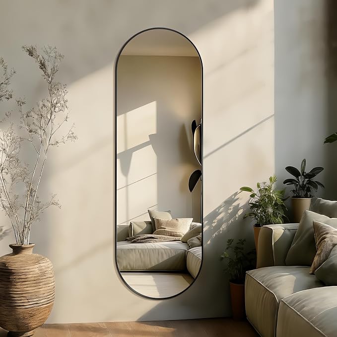 Oval Full Length Mirror, Ultra-Clear Explosion-Proof, Simple and Classic Deco by TheiaMo