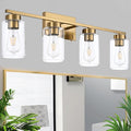 4 Light Bathroom Vanity Light Fixtures, Brushed Brass Modern Wall Lights by A1A9
