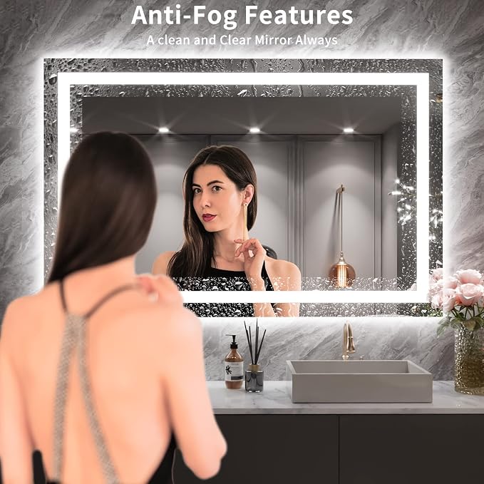 LOAAO 55X36 LED Bathroom Mirror - Image 3