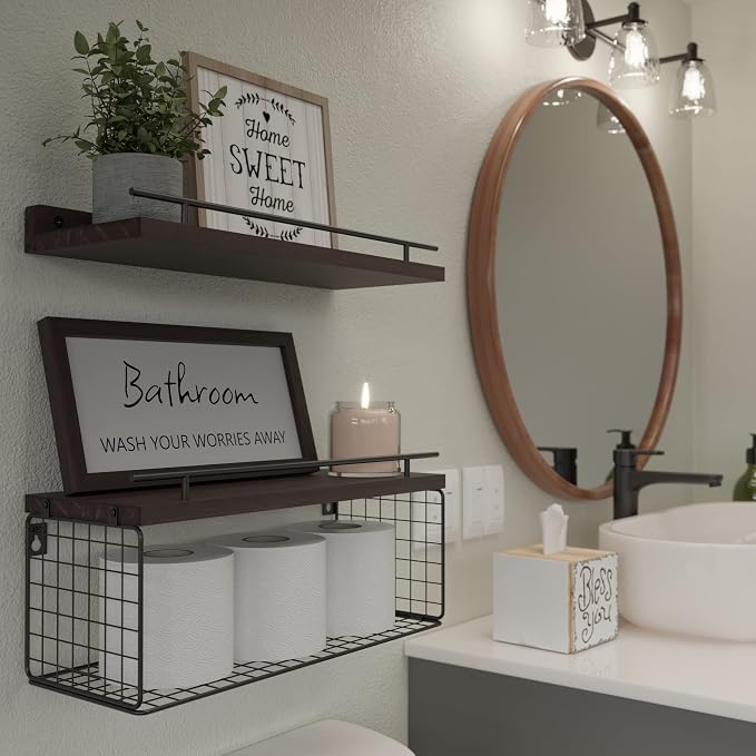 WOPITUES Floating Shelves for Wall Decor Sign, Bathroom Organizers and Storage - Image 6