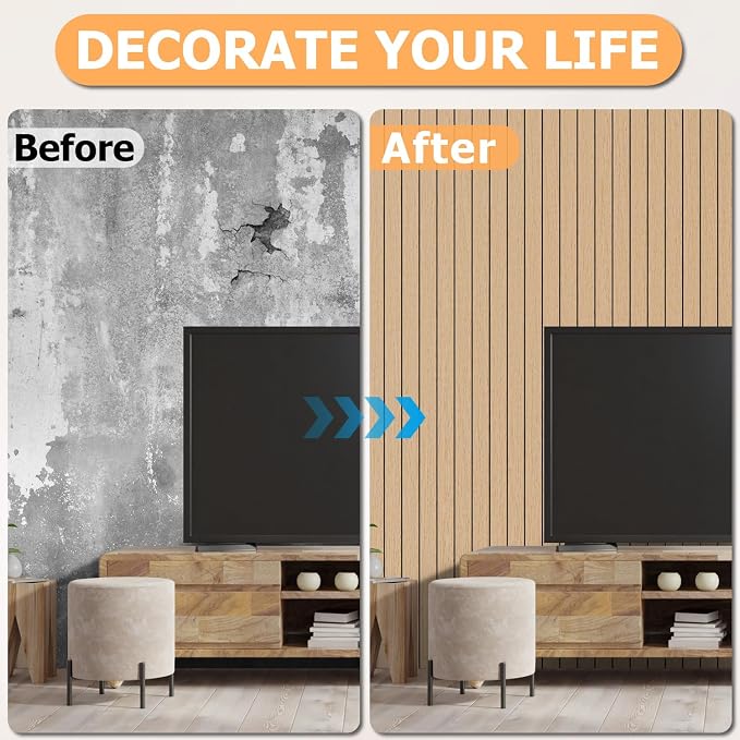 Arthome Peel and Stick Slat Wall Panels 15.7 "x240, Self-Adhesive PVC Wood - Image 7