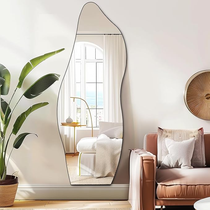 QDSSDECO Full Length Mirror 63"x24" Irregular Wall Mirror Wave Frameless - Image 7
