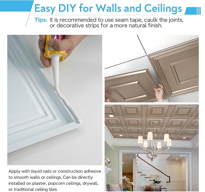 STICKGOO Glue Up Ceiling Tiles, 24x24 Inch PVC Decorative Drop Ceiling Tile - Image 5