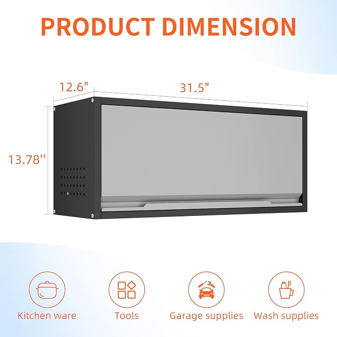 Metal Garage Wall Cabinet, Floating Garage Tool Cabinets - Image 3