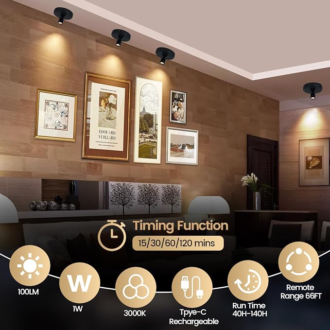 HAMVIDNE LED Spotlights, Rechargeable Battery Picture Lights, Uplighting Indoor - Image 4
