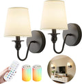Battery Operated Wall Sconce Set of 2, Rechargeable Wall Sconce by Nuanshued